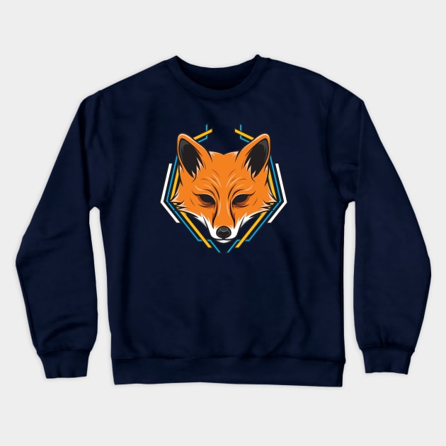 Fox Head Geometric Crewneck Sweatshirt by fooartwork